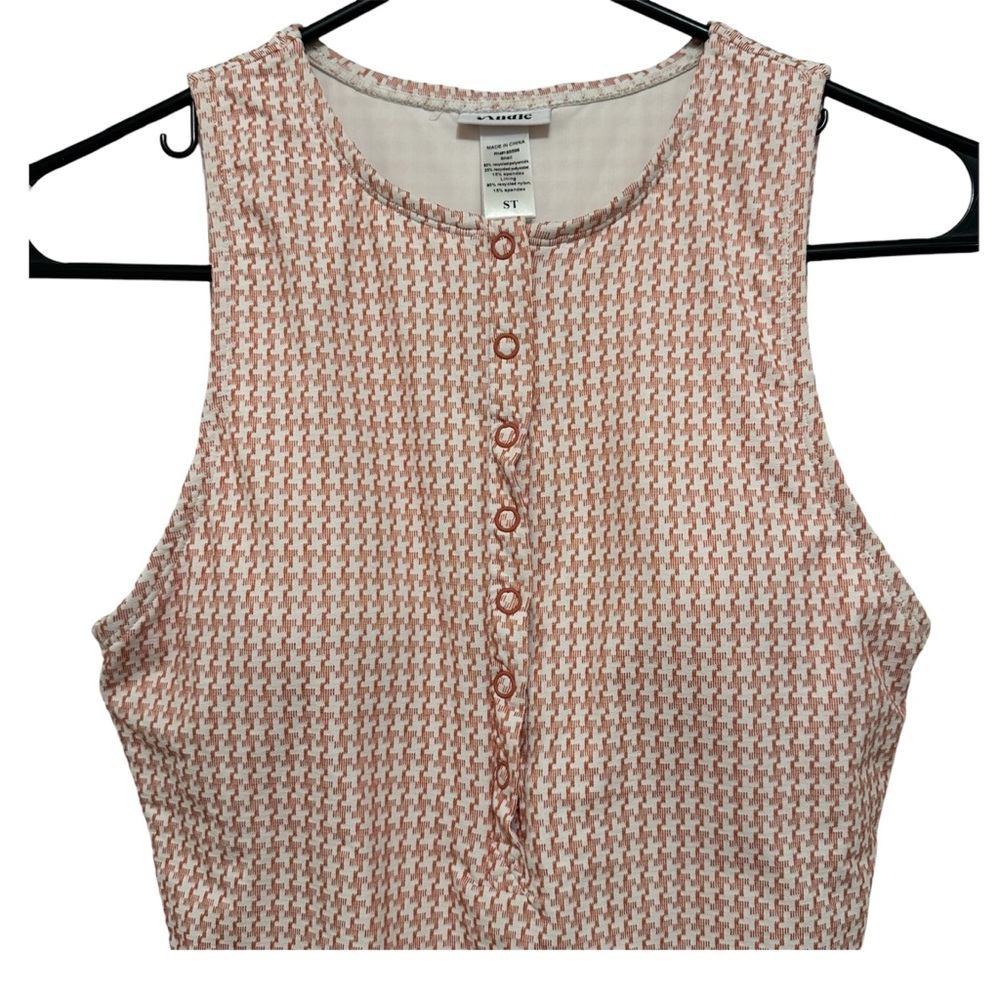 Andie Pink koi houndstooth Patterned the Malibu swimsuit size ST - Picture 2 of 4
